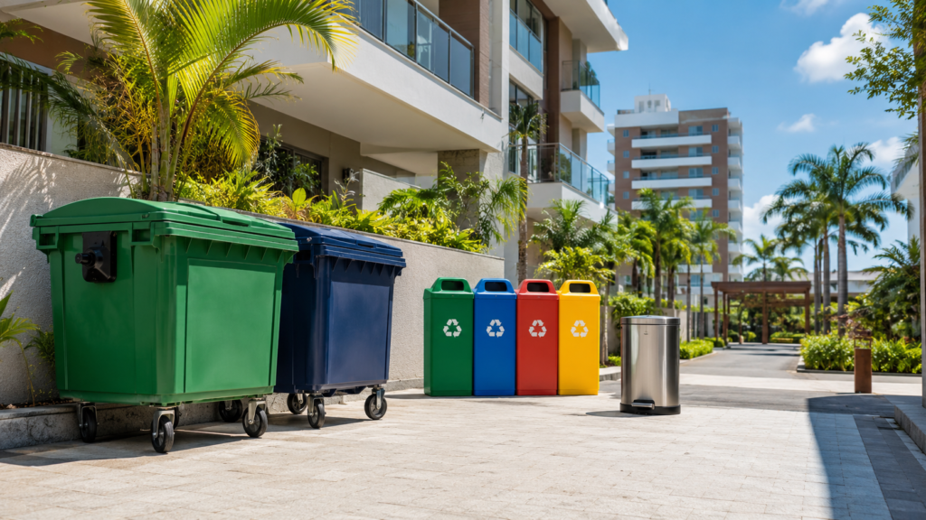 Lixeiras para condomínio em Salvador com contentores e coleta seletiva para áreas comuns